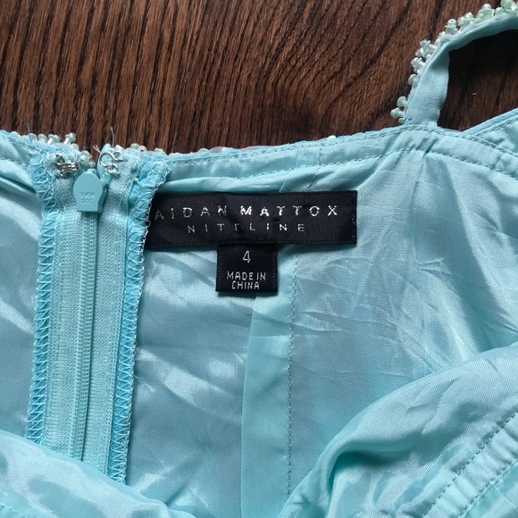 Aidan Mattox Niteline 100% Silk Babydoll Dress Ombre Blue Beaded Strappy sz 4 - Picture 4 of 8